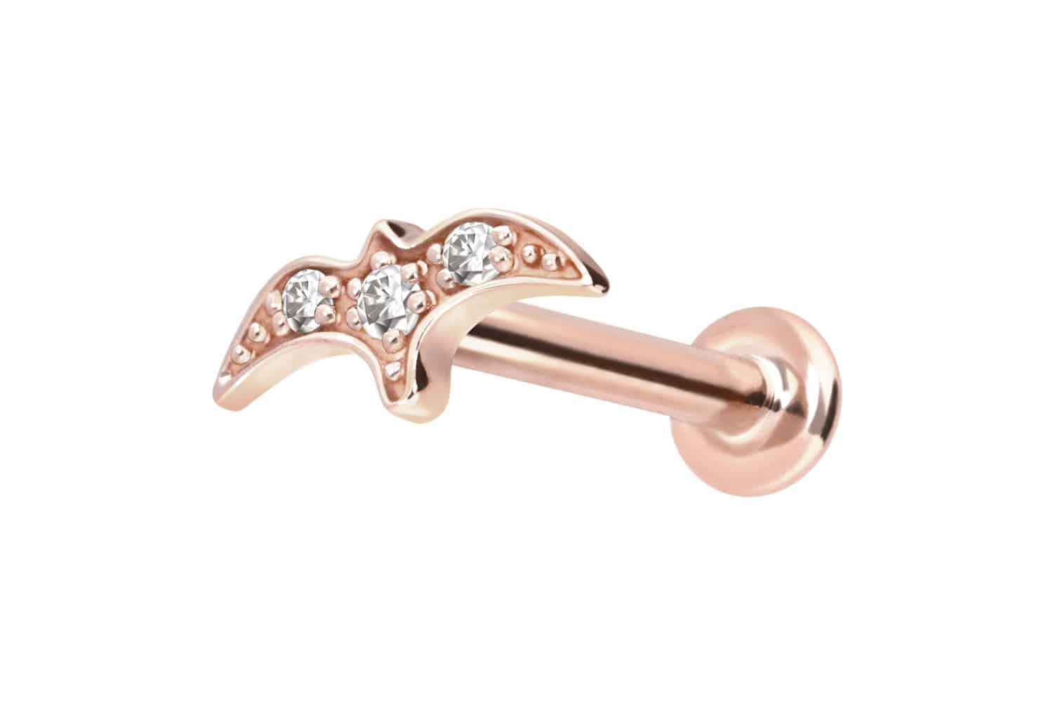 14 Karat Gold Labret Piercing mit Push Fit MOISSANIT-SCHWALBE
